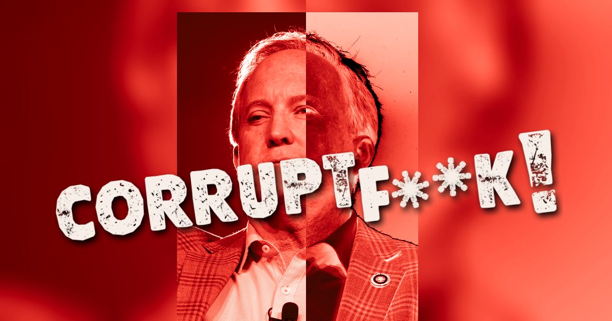 Ken Paxton, in a treated news photograph
